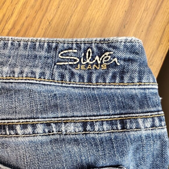 Silver Jeans Co. Aiko Womens W28 L31 Mid-Rise Bootcut Distressed Denim Jeans - Picture 7 of 11